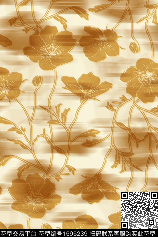 模糊底纹花卉平面花卉数码印花华亿平台下载（图片编号: 1595239） - 瓦栏（Walan）