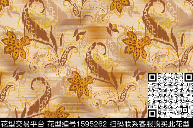 模糊底纹民族花卉民族风数码印花华亿平台下载（图片编号: 1595262） - 瓦栏（Walan）
