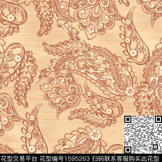 模糊底纹佩斯利民族风数码印花华亿平台下载（图片编号: 1595263） - 瓦栏（Walan）