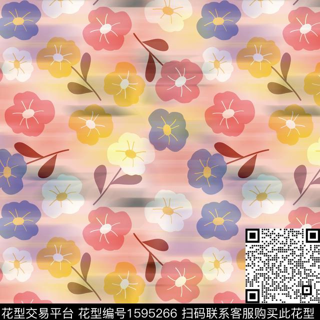 模糊底纹花卉小花数码印花华亿平台下载（图片编号: 1595266） - 瓦栏（Walan）