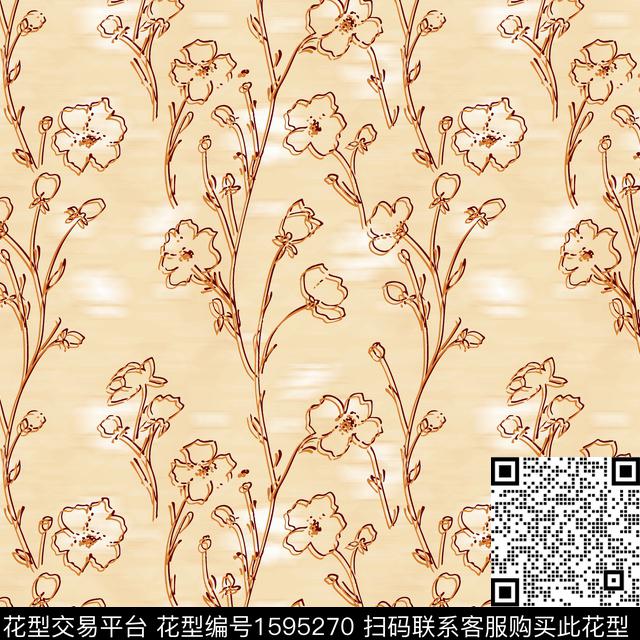 模糊底纹花卉线条花卉数码印花华亿平台下载（图片编号: 1595270） - 瓦栏（Walan）