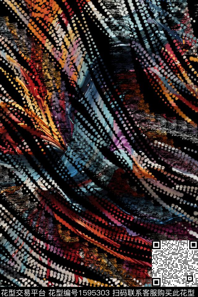 抽象黑底渐变数码印花华亿平台下载（图片编号: 1595303） - 瓦栏（Walan）