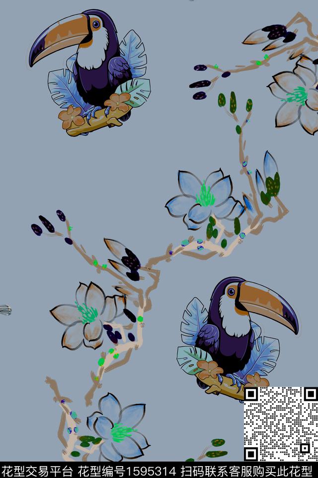 植物花卉水彩花卉数码印花华亿平台下载（图片编号: 1595314） - 瓦栏（Walan）