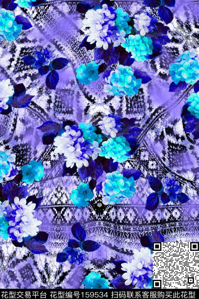 爆款散花数码印花华亿平台下载（图片编号: 159534） - 瓦栏（Walan）