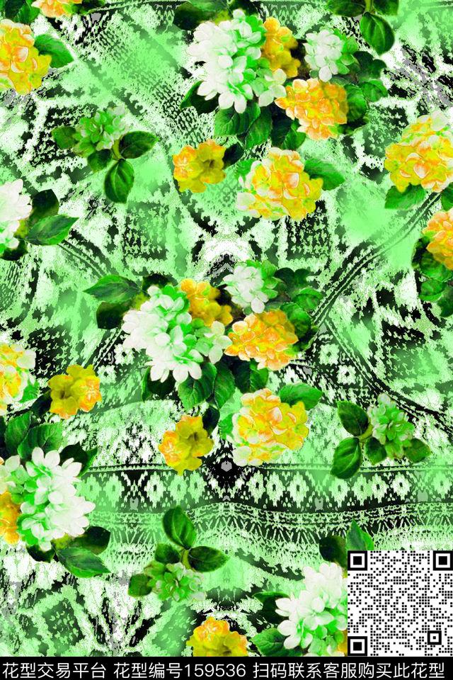 爆款散花数码印花华亿平台下载（图片编号: 159536） - 瓦栏（Walan）