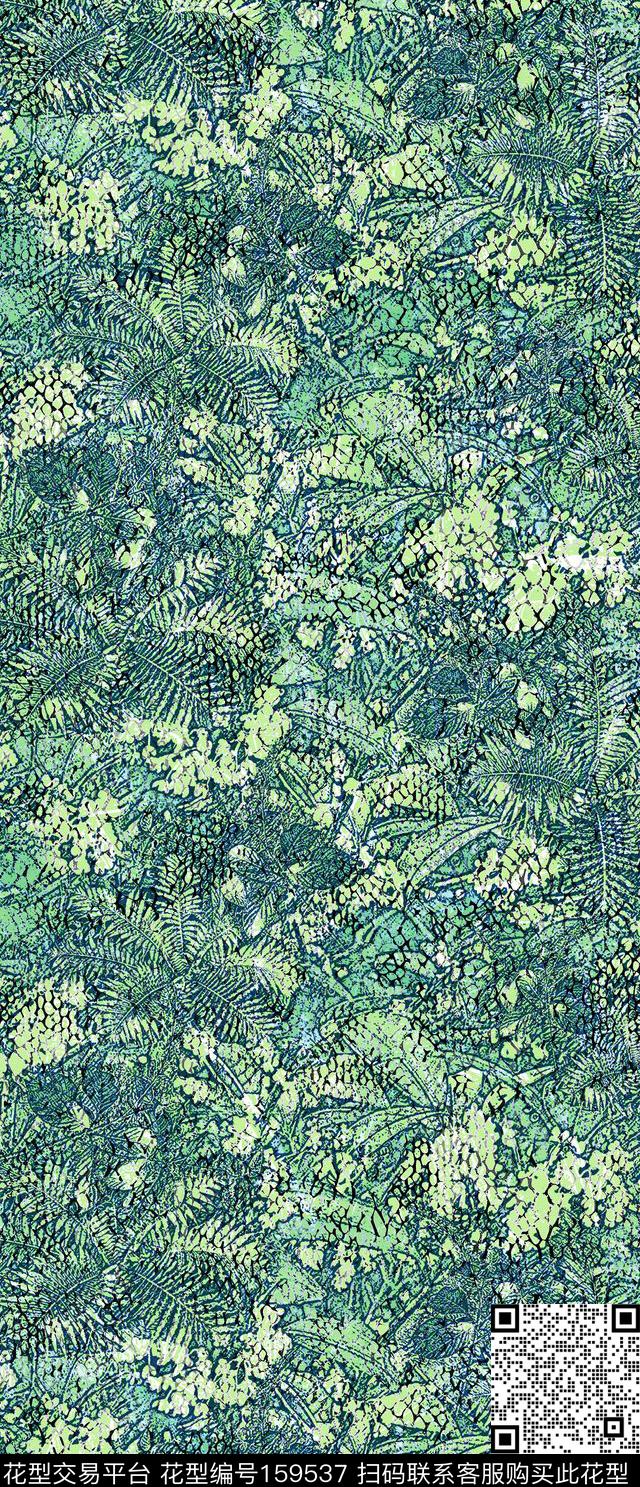 抽象纹理叶子数码印花华亿平台下载（图片编号: 159537） - 瓦栏（Walan）