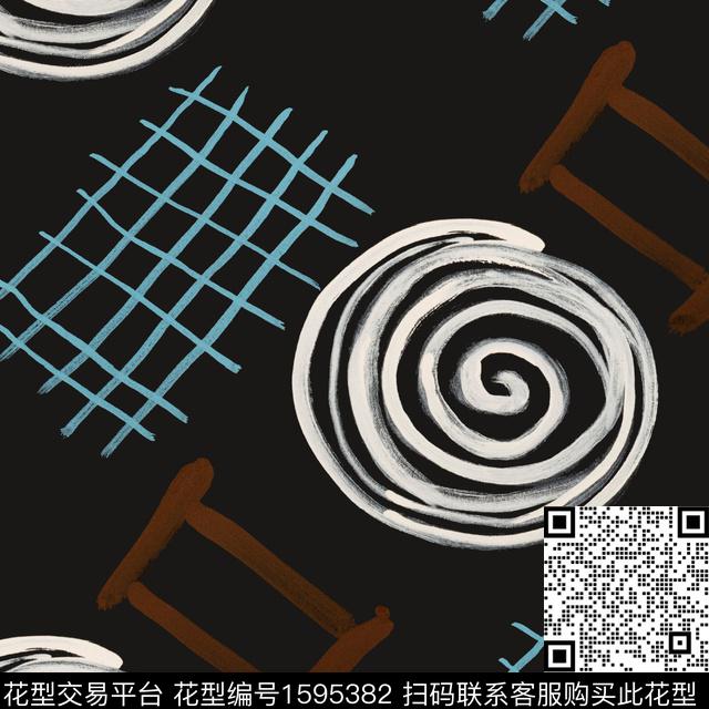 网格线圈趣味数码印花华亿平台下载（图片编号: 1595382） - 瓦栏（Walan）