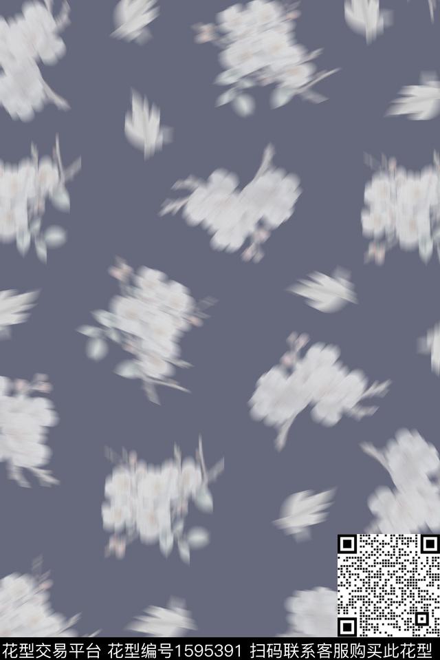 模糊模糊花卉数码印花华亿平台下载（图片编号: 1595391） - 瓦栏（Walan）