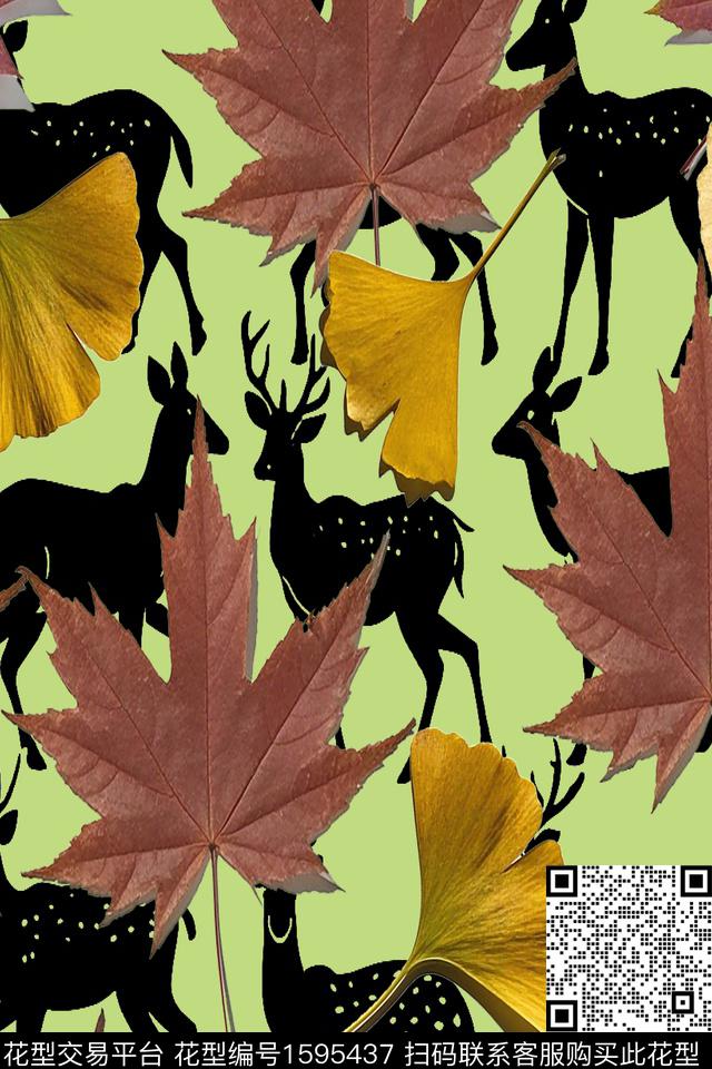 枫叶鹿数码印花华亿平台下载（图片编号: 1595437） - 瓦栏（Walan）