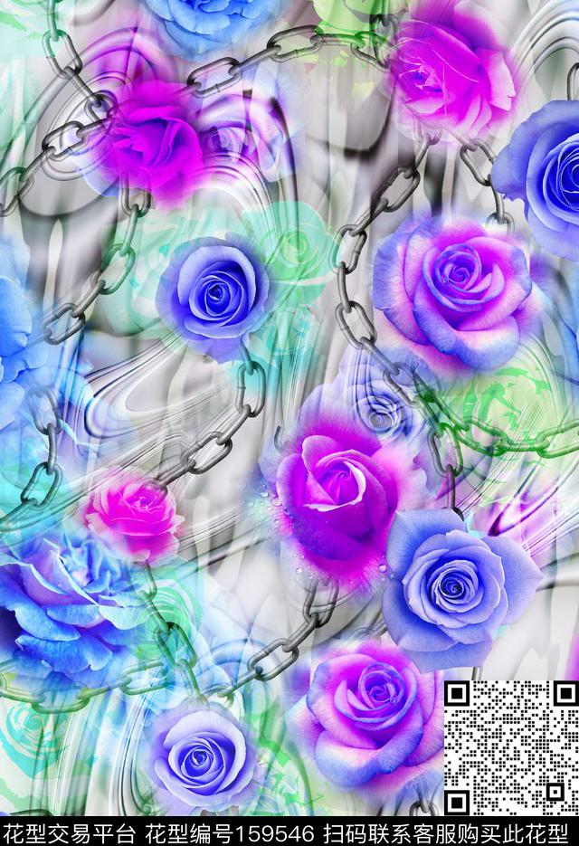 爆款散花数码印花华亿平台下载（图片编号: 159546） - 瓦栏（Walan）