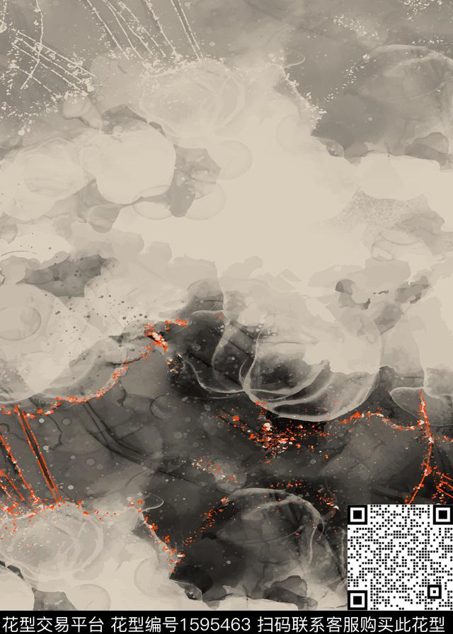 抽象云雾定位花数码印花华亿平台下载（图片编号: 1595463） - 瓦栏（Walan）