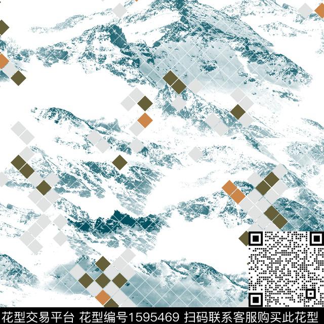 雪山抽象男装大牌风数码印花华亿平台下载（图片编号: 1595469） - 瓦栏（Walan）