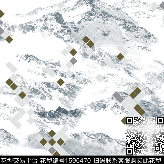 雪山抽象男装大牌风数码印花华亿平台下载（图片编号: 1595470） - 瓦栏（Walan）