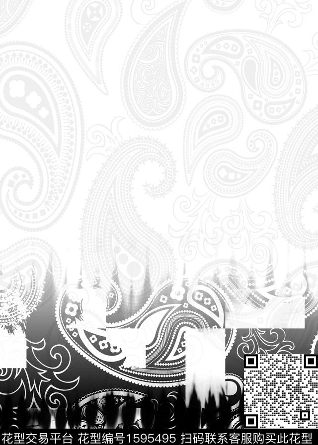 定位花抽象男装几何数码印花华亿平台下载（图片编号: 1595495） - 瓦栏（Walan）