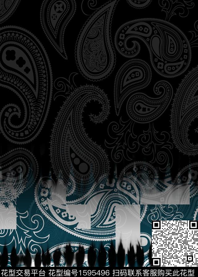 定位花抽象男装几何数码印花华亿平台下载（图片编号: 1595496） - 瓦栏（Walan）