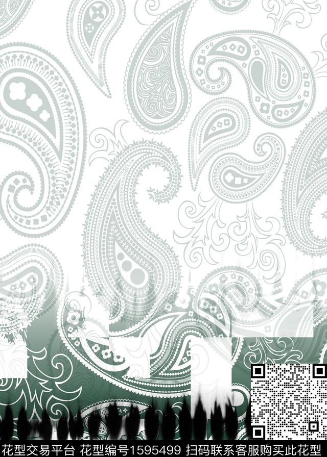 定位花抽象男装几何数码印花华亿平台下载（图片编号: 1595499） - 瓦栏（Walan）