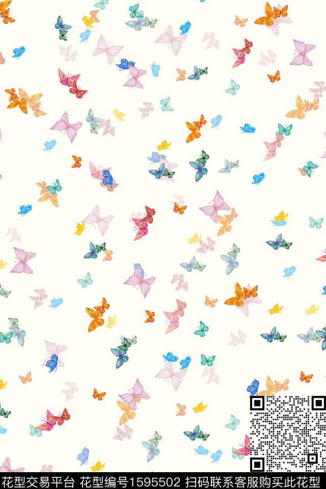 小清新年轻女装蝴蝶数码印花华亿平台下载（图片编号: 1595502） - 瓦栏（Walan）