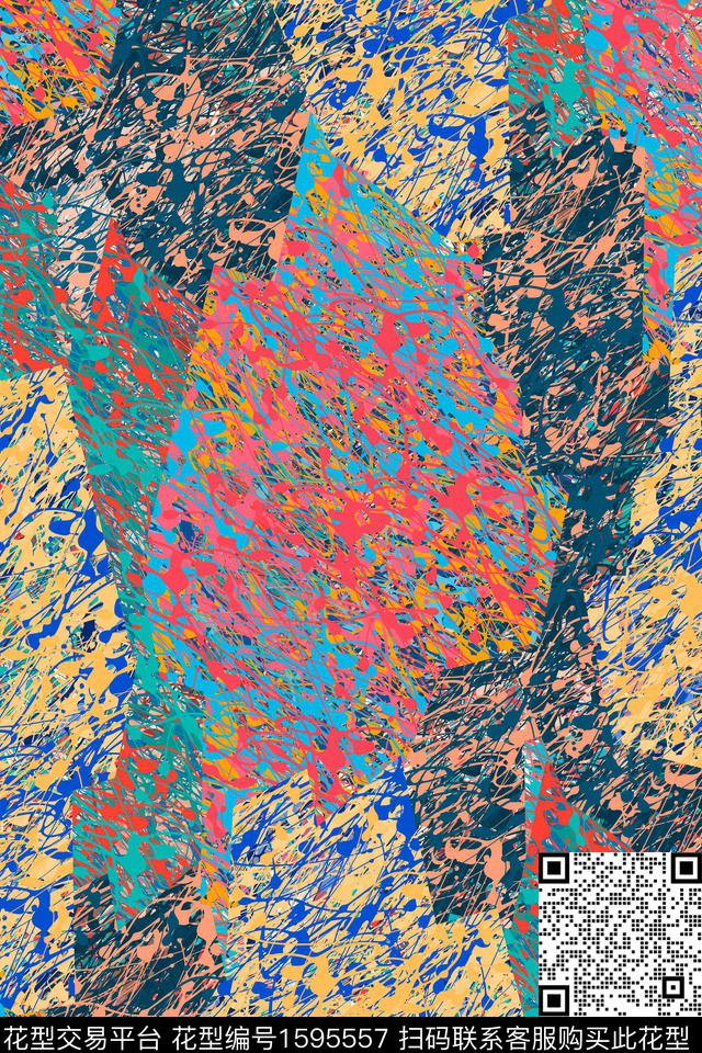 抽象涂鸦肌理数码印花华亿平台下载（图片编号: 1595557） - 瓦栏（Walan）