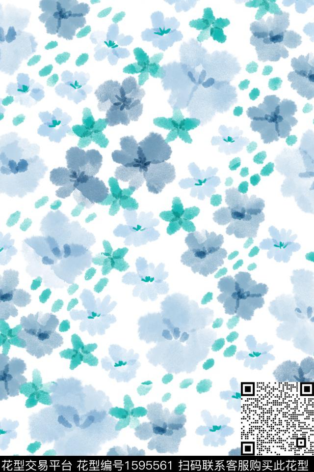 清爽底花卉花卉小碎花数码印花华亿平台下载（图片编号: 1595561） - 瓦栏（Walan）