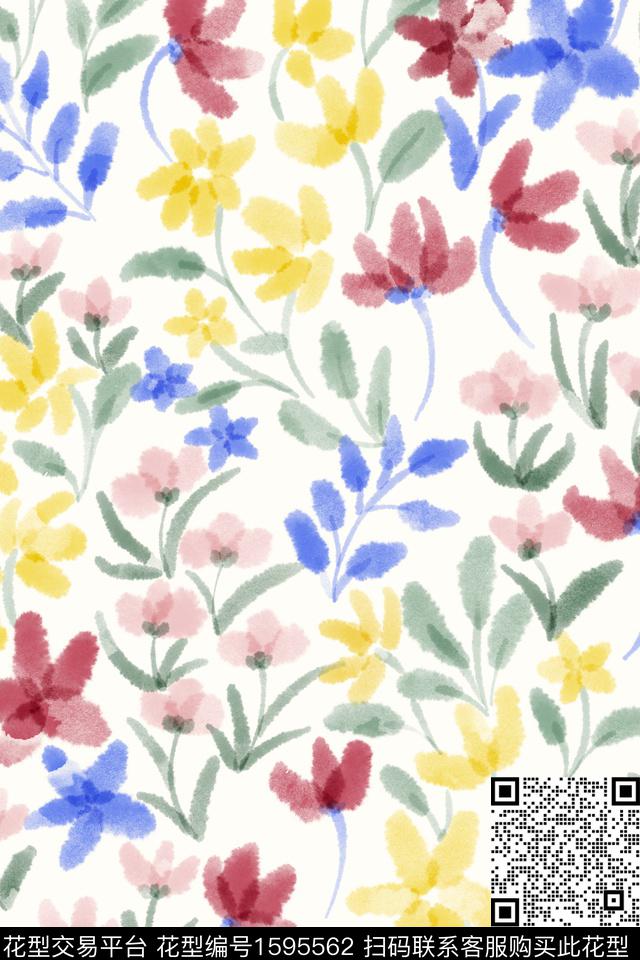 清爽底花卉花卉小碎花数码印花华亿平台下载（图片编号: 1595562） - 瓦栏（Walan）
