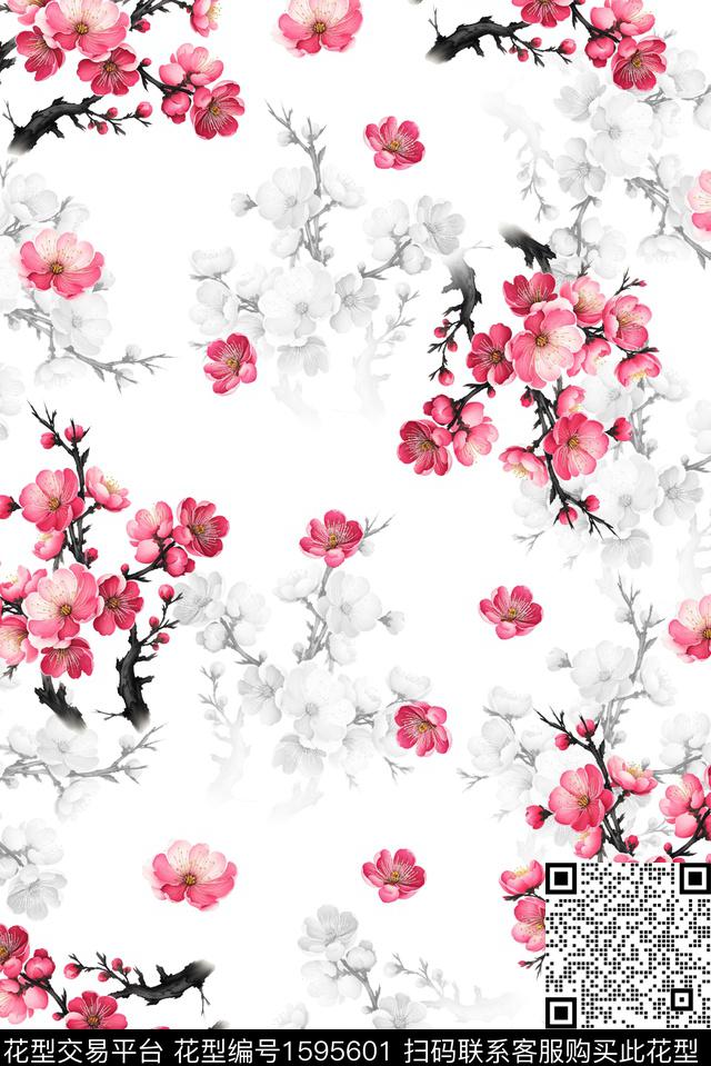 花卉桃花影花数码印花华亿平台下载（图片编号: 1595601） - 瓦栏（Walan）
