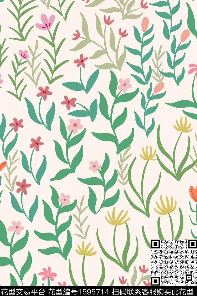 小清新花卉小碎花数码印花华亿平台下载（图片编号: 1595714） - 瓦栏（Walan）
