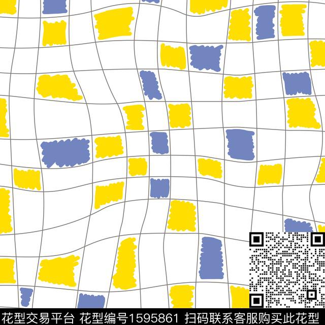 线条格子几何传统印花华亿平台下载（图片编号: 1595861） - 瓦栏（Walan）