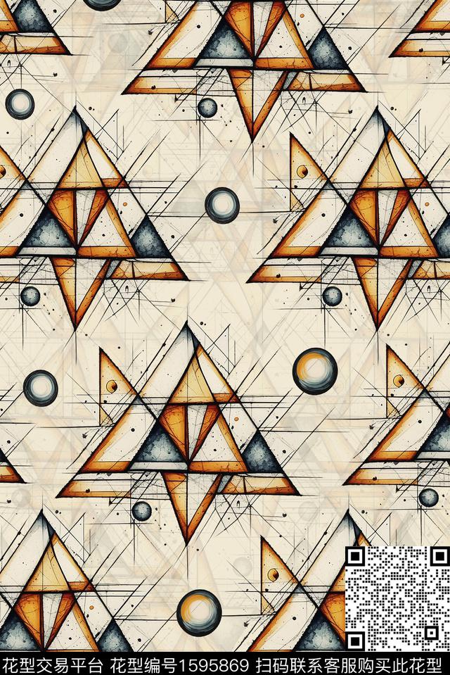 水彩几何复古数码印花华亿平台下载（图片编号: 1595869） - 瓦栏（Walan）