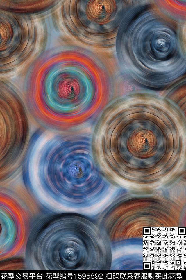 民族风漩涡抽象数码印花华亿平台下载（图片编号: 1595892） - 瓦栏（Walan）