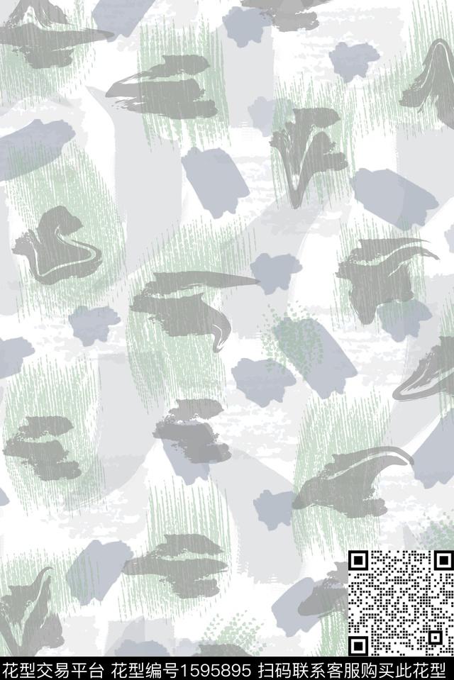 纹理笔触抽象数码印花华亿平台下载（图片编号: 1595895） - 瓦栏（Walan）