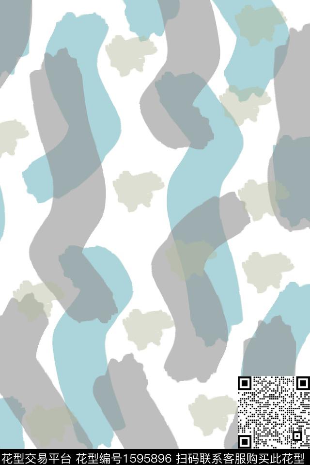 抽象笔触数码印花华亿平台下载（图片编号: 1595896） - 瓦栏（Walan）