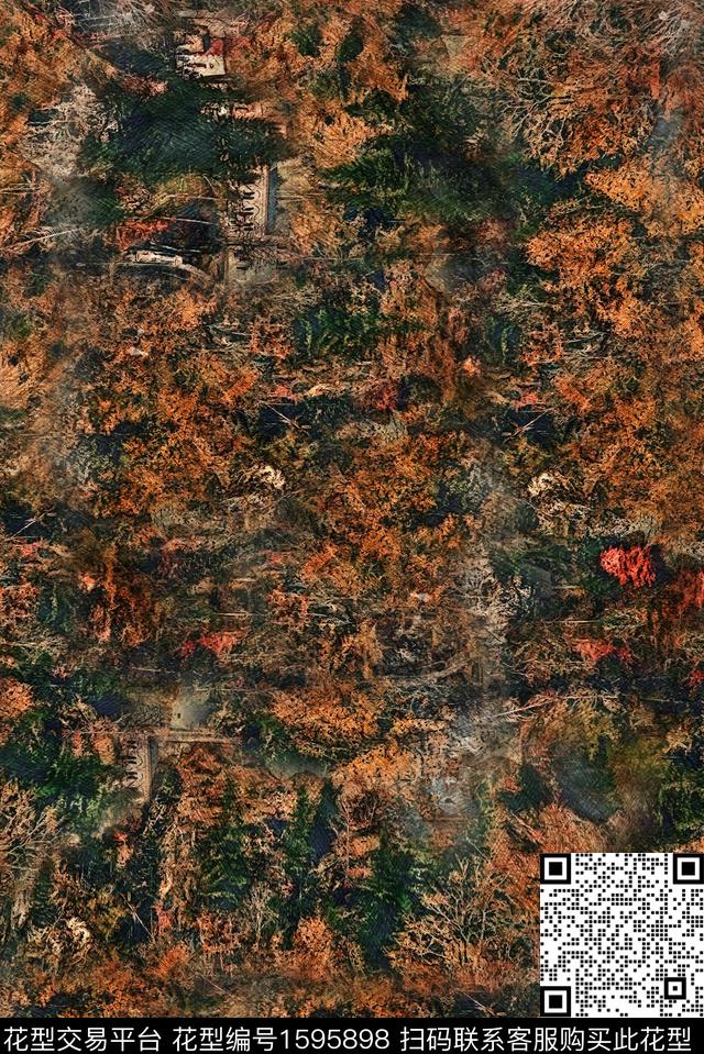 抽象肌理香云纱数码印花华亿平台下载（图片编号: 1595898） - 瓦栏（Walan）