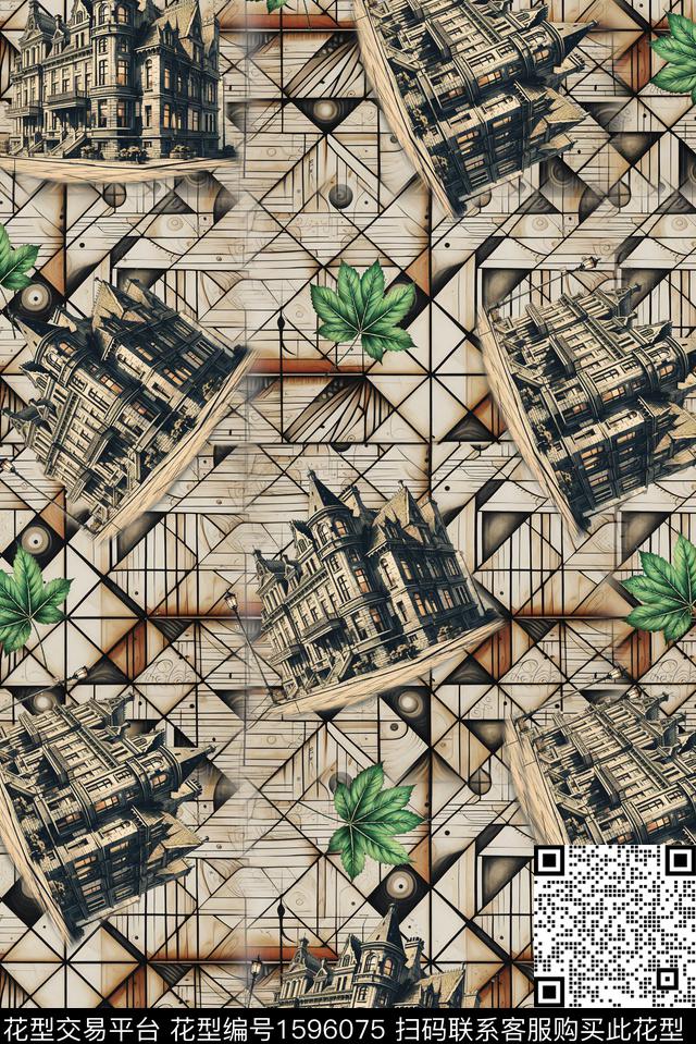 底纹格子欧式建筑数码印花华亿平台下载（图片编号: 1596075） - 瓦栏（Walan）