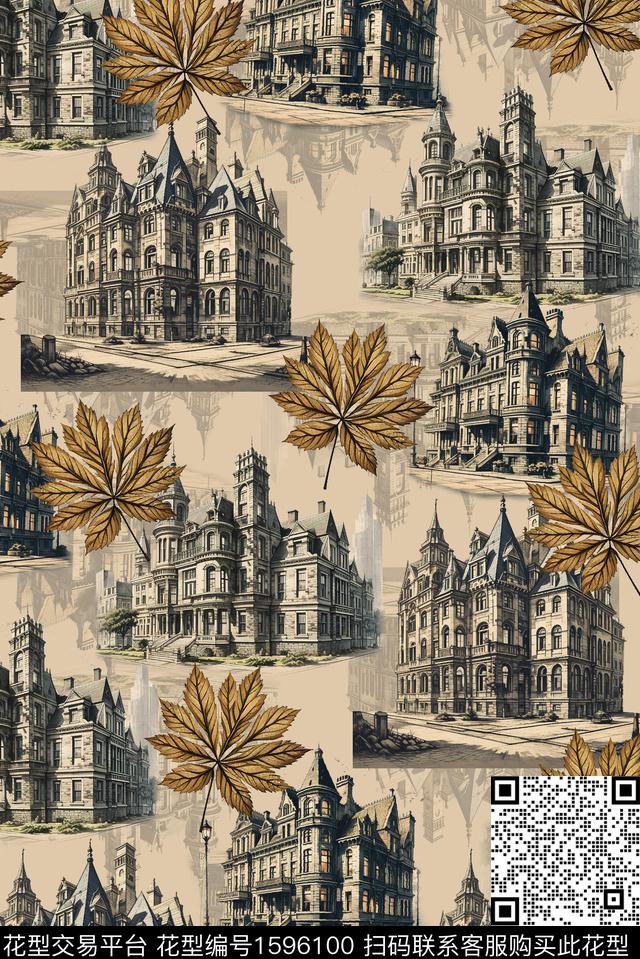 建筑复古欧洲数码印花华亿平台下载（图片编号: 1596100） - 瓦栏（Walan）