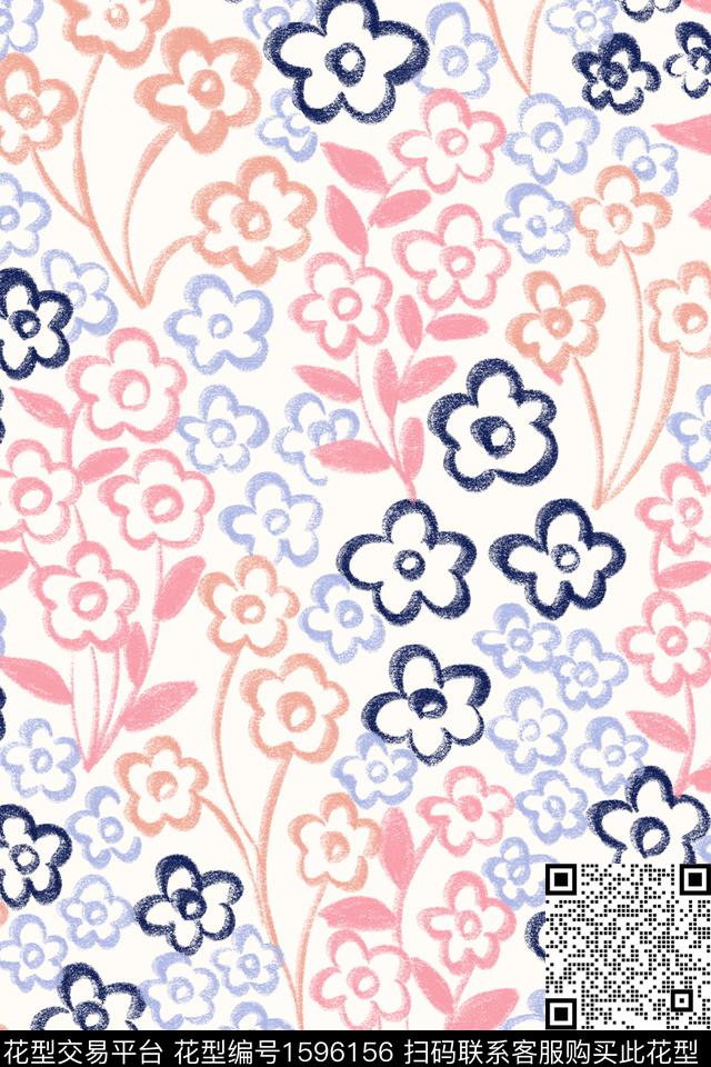 小清新清爽底花卉花卉数码印花华亿平台下载（图片编号: 1596156） - 瓦栏（Walan）