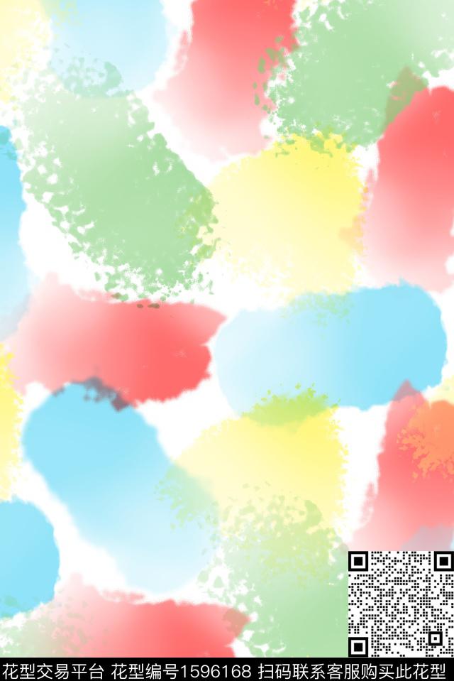 抽象水彩笔触数码印花华亿平台下载（图片编号: 1596168） - 瓦栏（Walan）