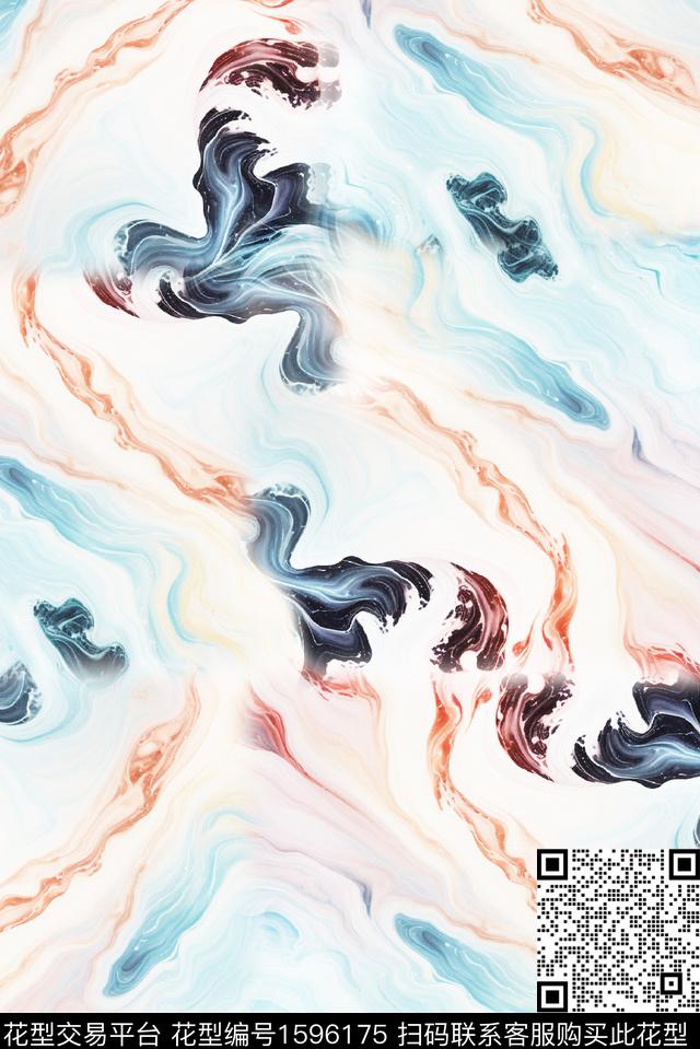 抽象水彩数码印花华亿平台下载（图片编号: 1596175） - 瓦栏（Walan）