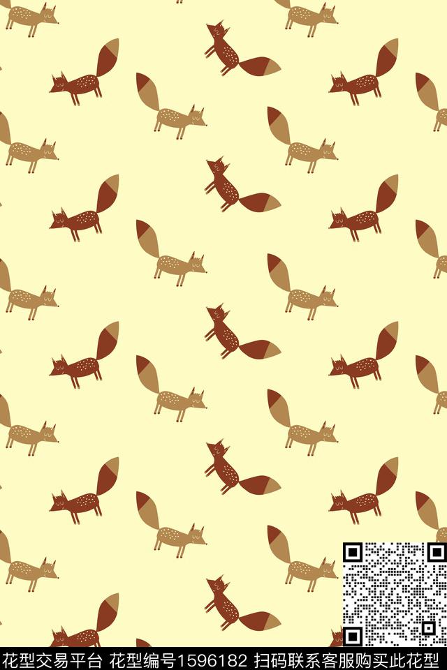 趣味狐狸卡通传统印花华亿平台下载（图片编号: 1596182） - 瓦栏（Walan）