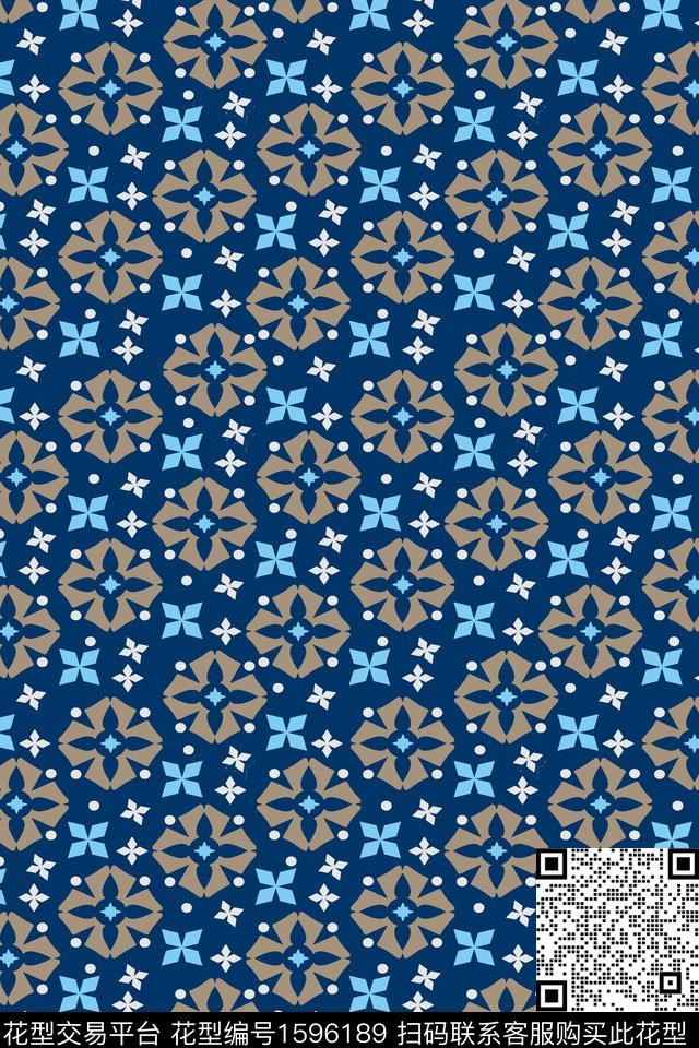 花卉几何花卉小碎花传统印花华亿平台下载（图片编号: 1596189） - 瓦栏（Walan）