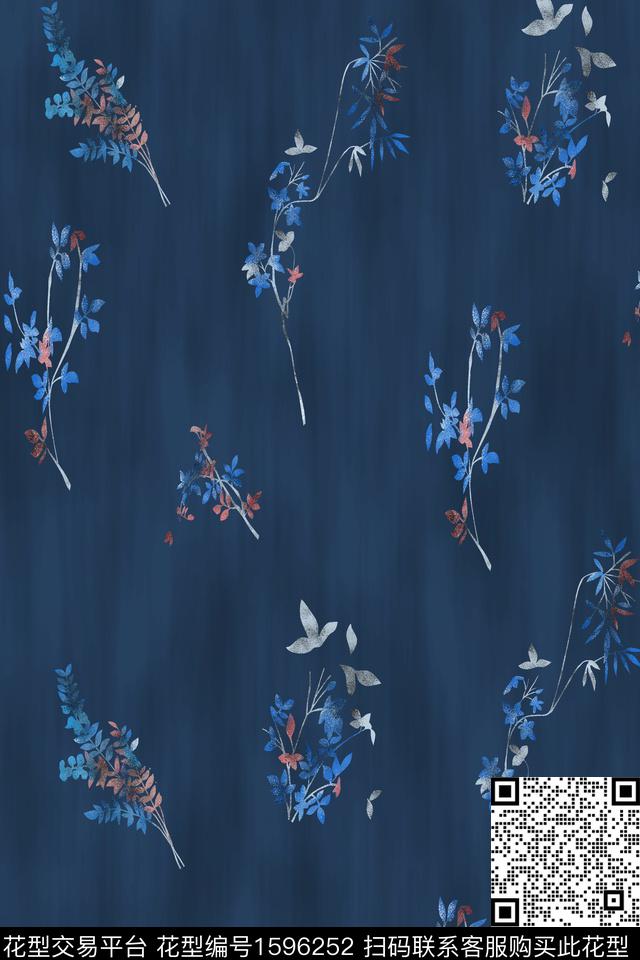 植物花卉模糊底纹数码印花华亿平台下载（图片编号: 1596252） - 瓦栏（Walan）