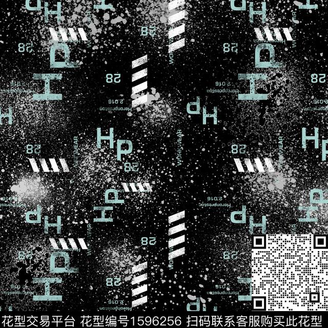 肌理字母几何数码印花华亿平台下载（图片编号: 1596256） - 瓦栏（Walan）