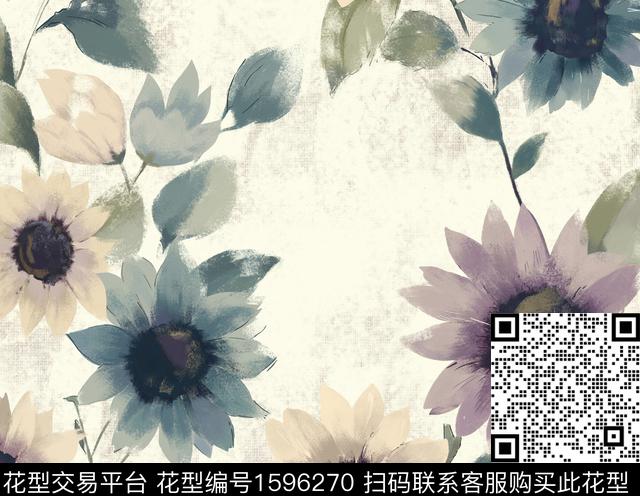 花卉水彩花卉肌理底纹数码印花华亿平台下载（图片编号: 1596270） - 瓦栏（Walan）