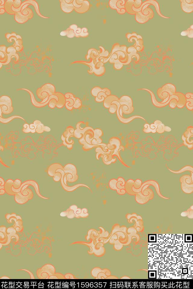 祥云中国风数码印花华亿平台下载（图片编号: 1596357） - 瓦栏（Walan）