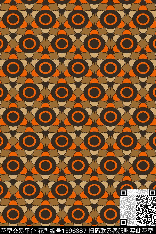 圆几何美拉德传统印花华亿平台下载（图片编号: 1596387） - 瓦栏（Walan）