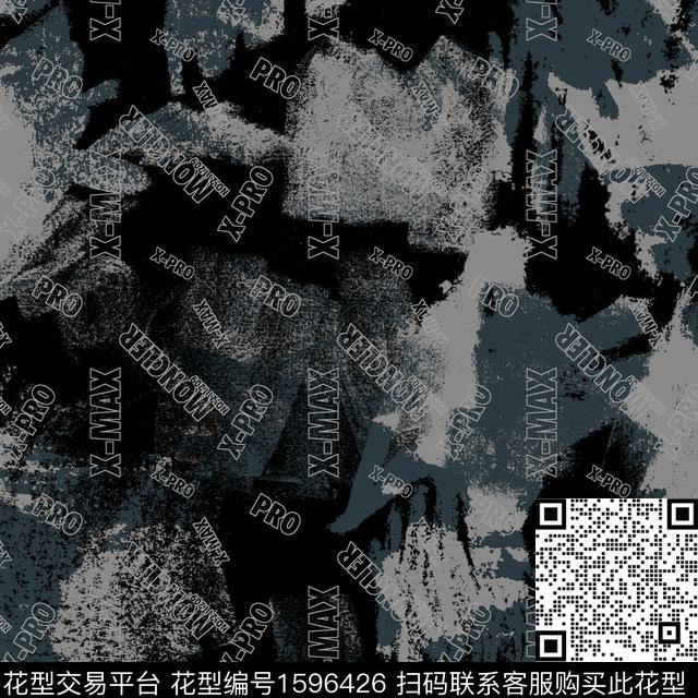 迷彩字母笔触数码印花华亿平台下载（图片编号: 1596426） - 瓦栏（Walan）