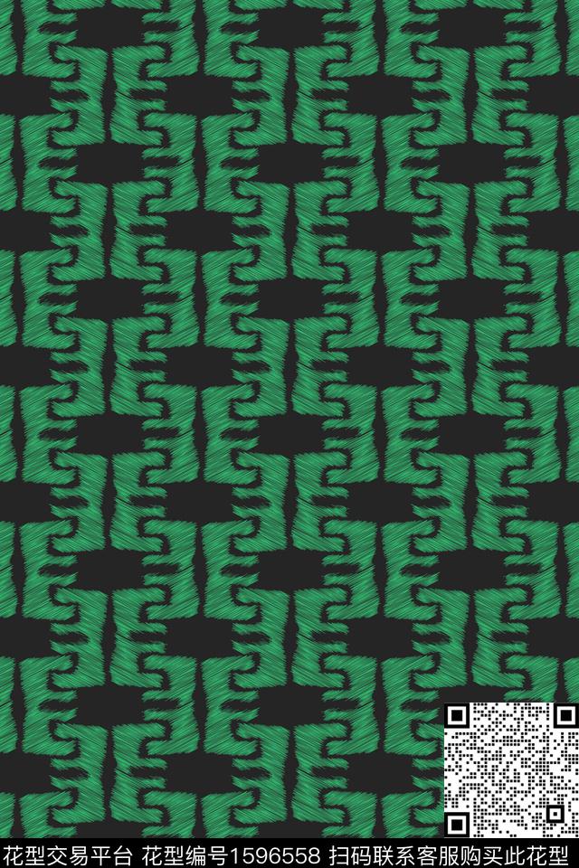 绿色几何传统印花华亿平台下载（图片编号: 1596558） - 瓦栏（Walan）