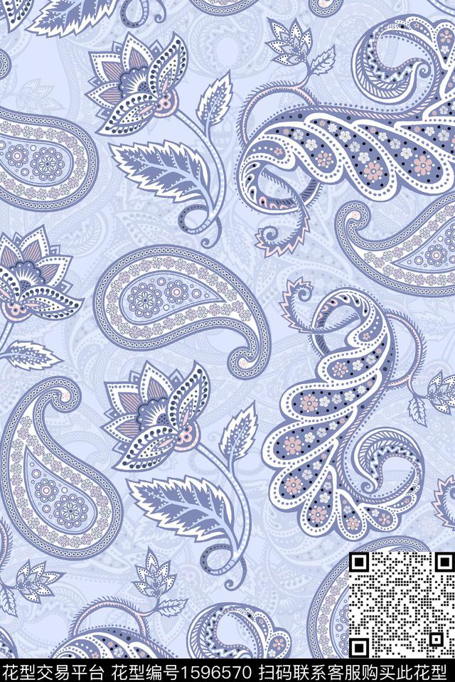 佩斯利民族风民族花卉数码印花华亿平台下载（图片编号: 1596570） - 瓦栏（Walan）
