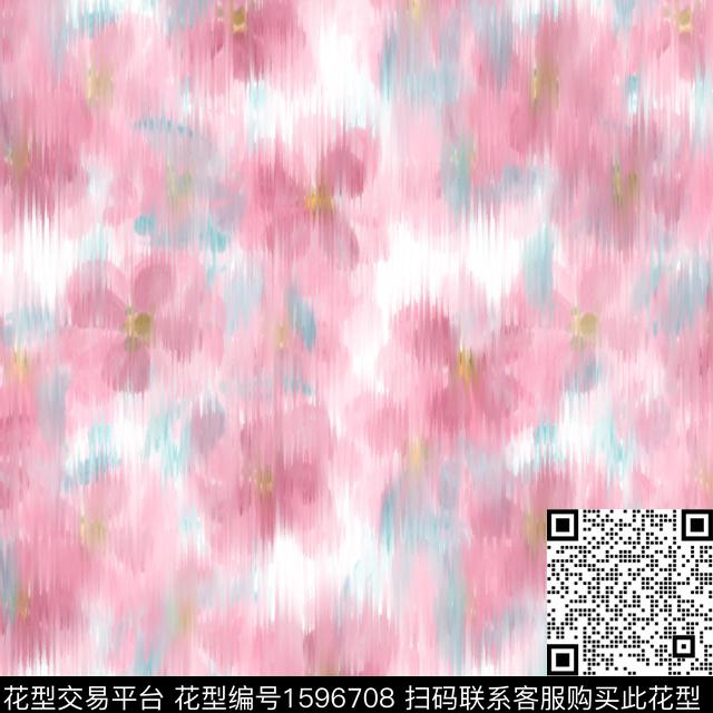 花卉水彩花卉朦胧数码印花华亿平台下载（图片编号: 1596708） - 瓦栏（Walan）