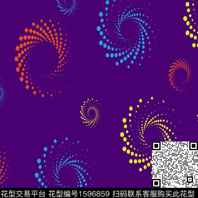 点彩螺旋抽象传统印花华亿平台下载（图片编号: 1596859） - 瓦栏（Walan）
