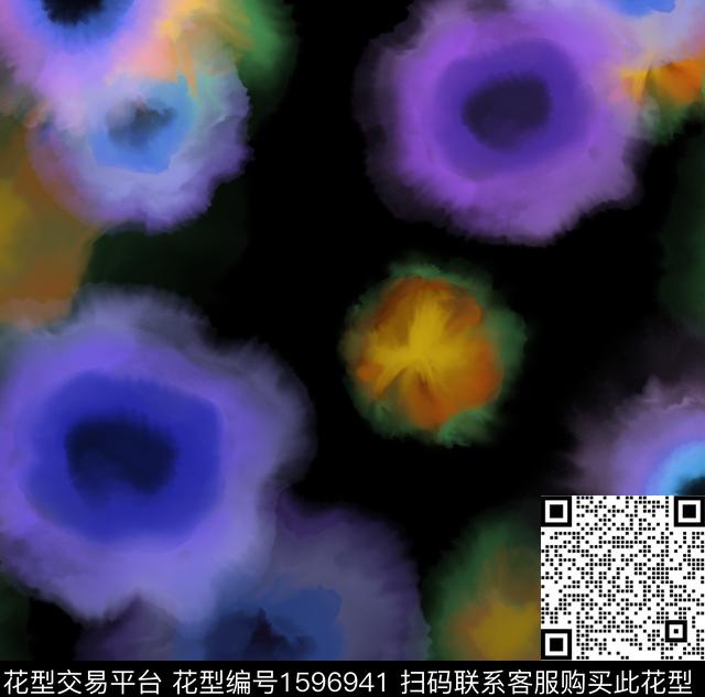 水彩花卉模糊花卉数码印花华亿平台下载（图片编号: 1596941） - 瓦栏（Walan）